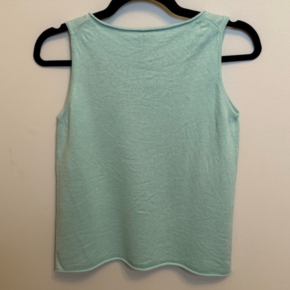 Eileen Fisher Silk Cashmere Scoop Neck Knit Sleeveless Sweater Aqua Blue Size PS - Picture 3 of 7